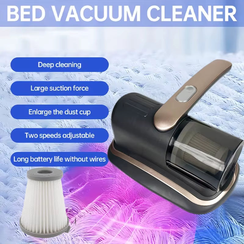 Revolutionary Wireless Handheld Mattress Vacuum Cleaner with UV-C Sanitization, HEPA Filtration, and Ultrasonic Vibration – Ultimate Solution for a Spotless Home!