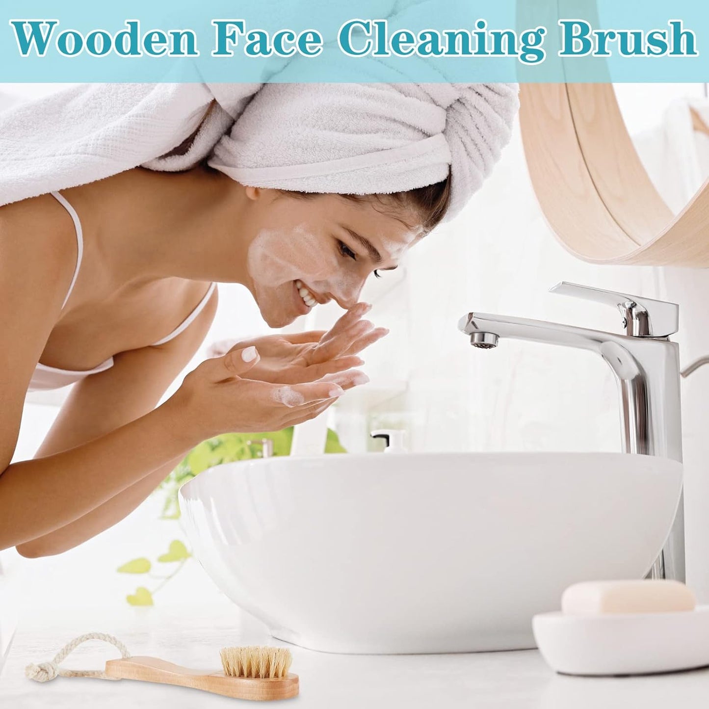 Revitalize Your Skin with 6 Pcs Natural Wooden Face Cleaning Brushes - Exfoliating Facial Scrubber with Comfortable Wood Handle for Deep Pore Cleansing and Refreshing Care