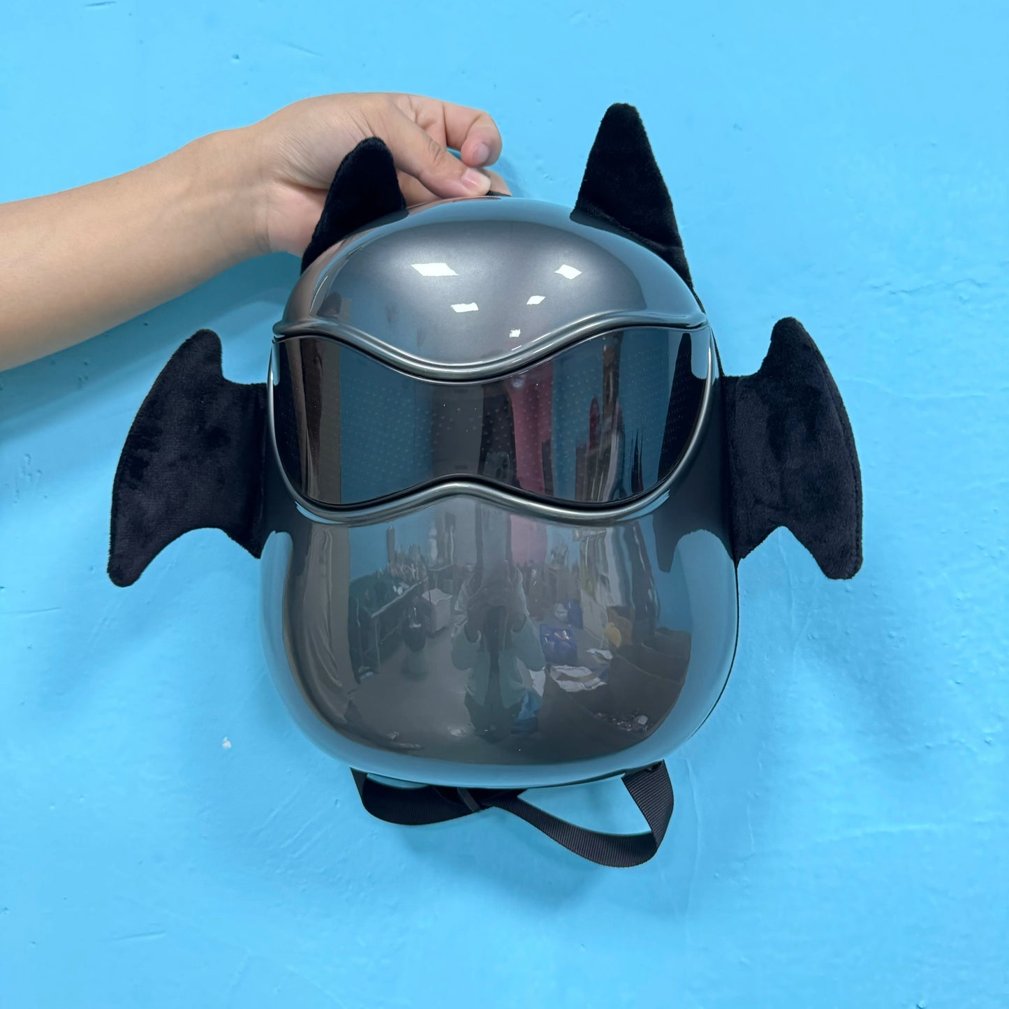 Illuminate Your Adventures with the Bat-Shaped LED Backpack - The Ultimate Glowing School Bag for Night Explorers and Cosplay Enthusiasts