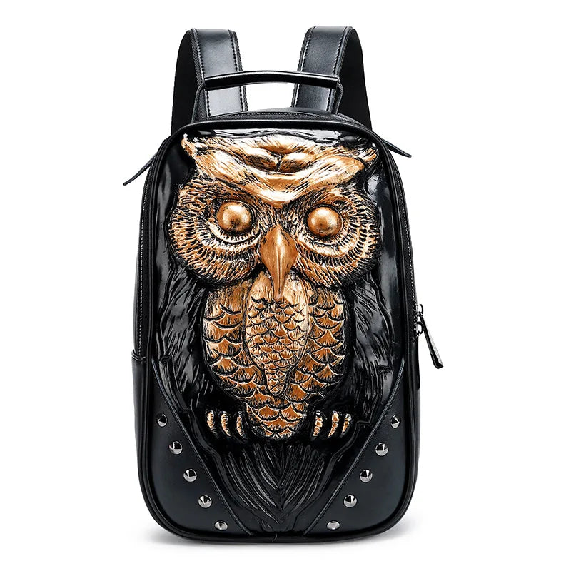 Chic 3D Owl Backpack for Women - Stylish Black Daypack Perfect for Girls
