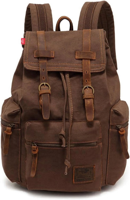 High Capacity Canvas Vintage Backpack 30L - Laptop Compartment, Unisex