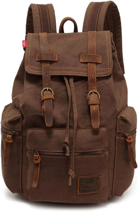 High Capacity Canvas Vintage Backpack 30L - Laptop Compartment, Unisex