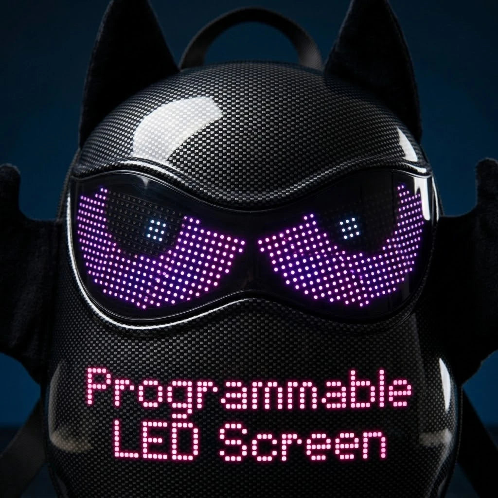 Illuminate Your Adventures with the Bat-Shaped LED Backpack - The Ultimate Glowing School Bag for Night Explorers and Cosplay Enthusiasts