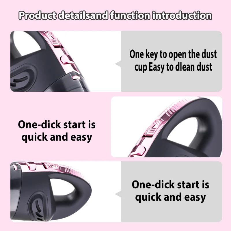Experience Ultimate Cleanliness with Our Wireless Portable Vacuum Cleaner - Stylish Pink Design, Durable ABS Body, Perfect for Home and Car!