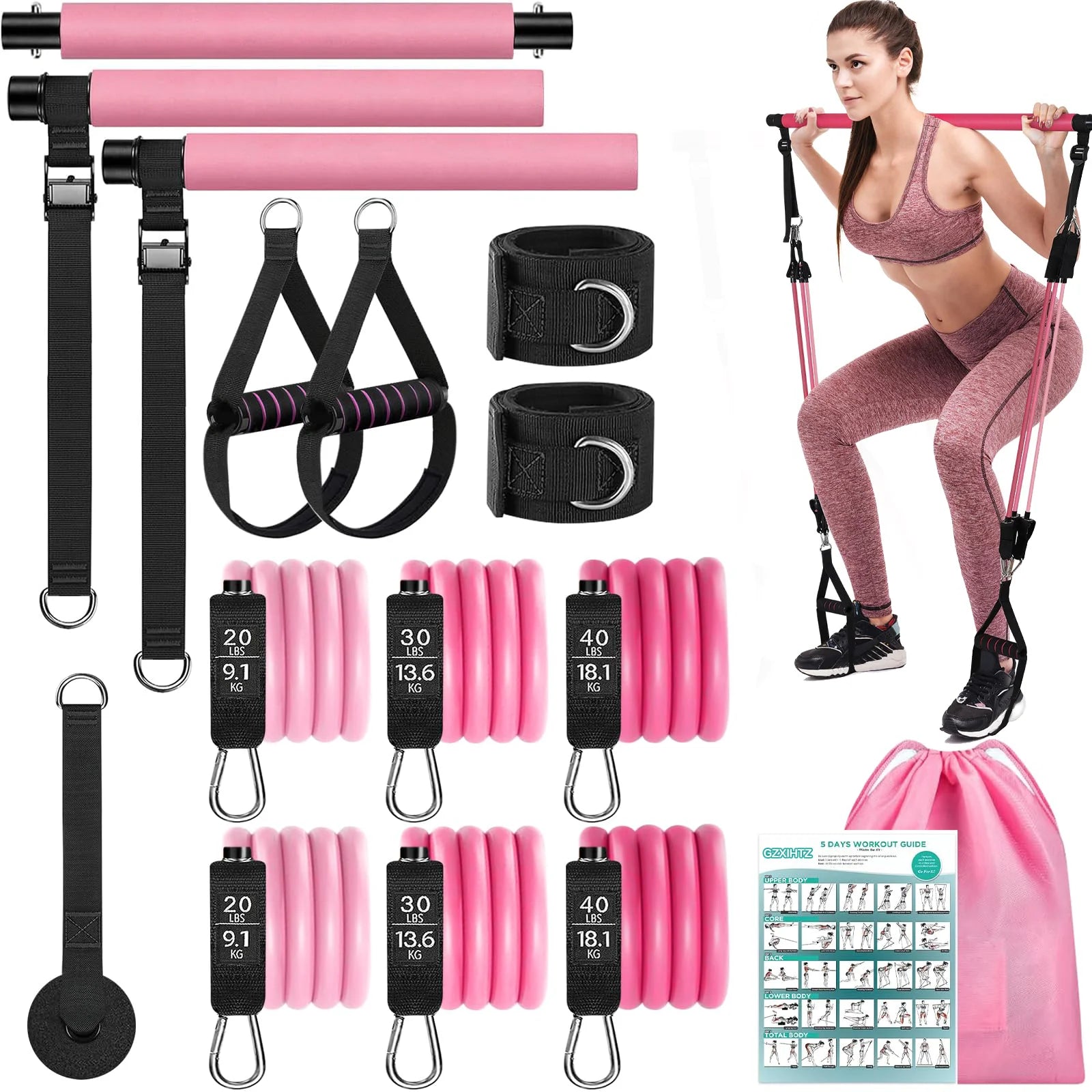 Transform Your Home Workouts with the Pilates Bar Kit: Versatile Resistance Bands for Full-Body Fitness, Perfect for Legs, Hips, Waist, and Arms