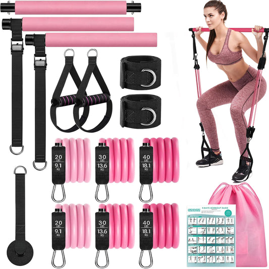 Transform Your Home Workouts with the Pilates Bar Kit: Versatile Resistance Bands for Full-Body Fitness, Perfect for Legs, Hips, Waist, and Arms
