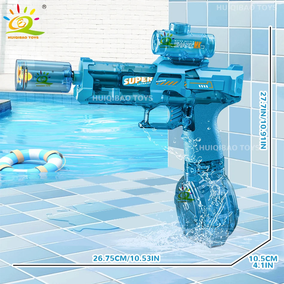 Experience Thrilling Water Battles with the HUIQIBAO Fully Automatic Electric Pulse Water Gun Featuring Stunning Flame Sensor Light - Perfect for Adults and Older Kids!