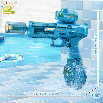 Experience Thrilling Water Battles with the HUIQIBAO Fully Automatic Electric Pulse Water Gun Featuring Stunning Flame Sensor Light - Perfect for Adults and Older Kids!