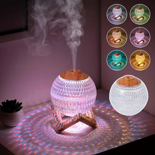 Transform Your Space with the Crystal Ball Mini Humidifier - Cool Mist for Rooms Up to 600 Sq Ft with Soothing Night Light
