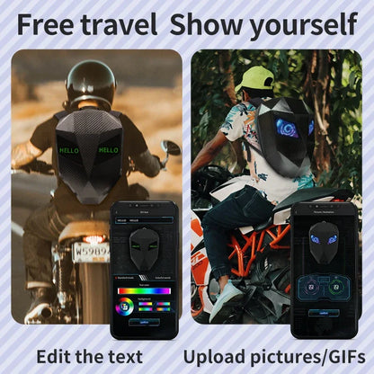 Revolutionary Motorcycle Duffel Bag: Bluetooth-Controlled LED Luminous Backpack for Full Helmet Riders