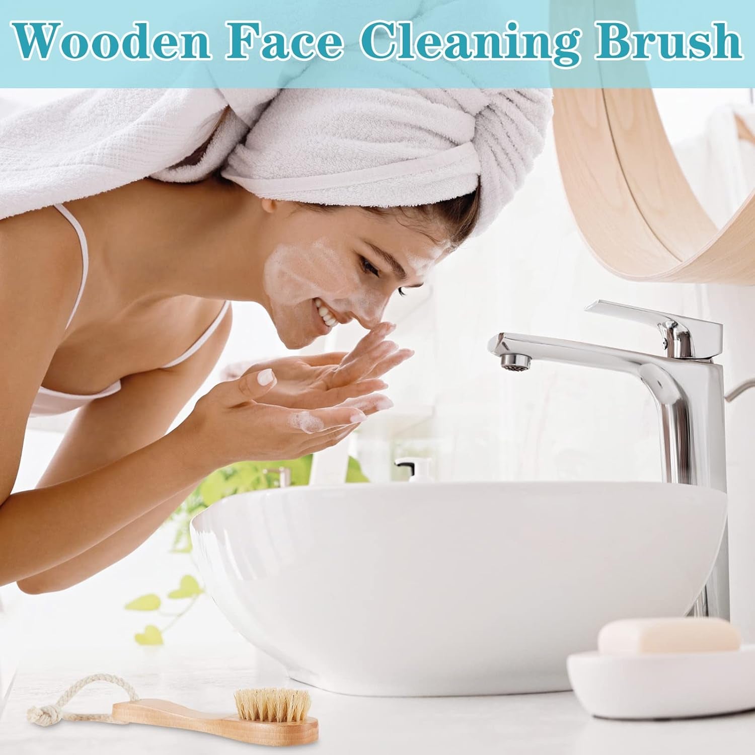 Revitalize Your Skin with 6 Pcs Natural Wooden Face Cleaning Brushes - Exfoliating Facial Scrubber with Comfortable Wood Handle for Deep Pore Cleansing and Refreshing Care