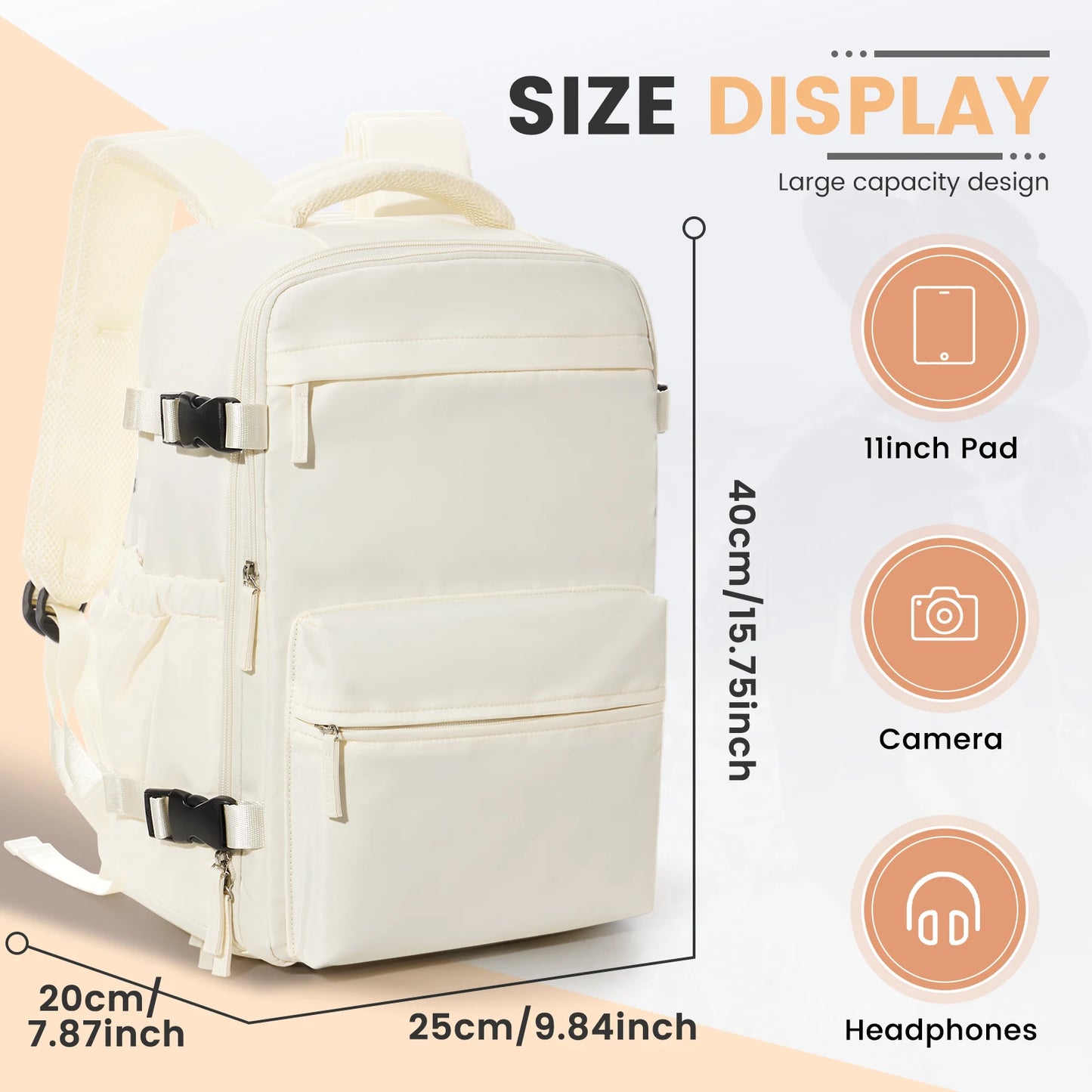 Ryanair 40X30X20 Ultra Lightweight Cabin Bag - Versatile Air Vacuum Compression Backpack for Men & Women with Laptop Storage