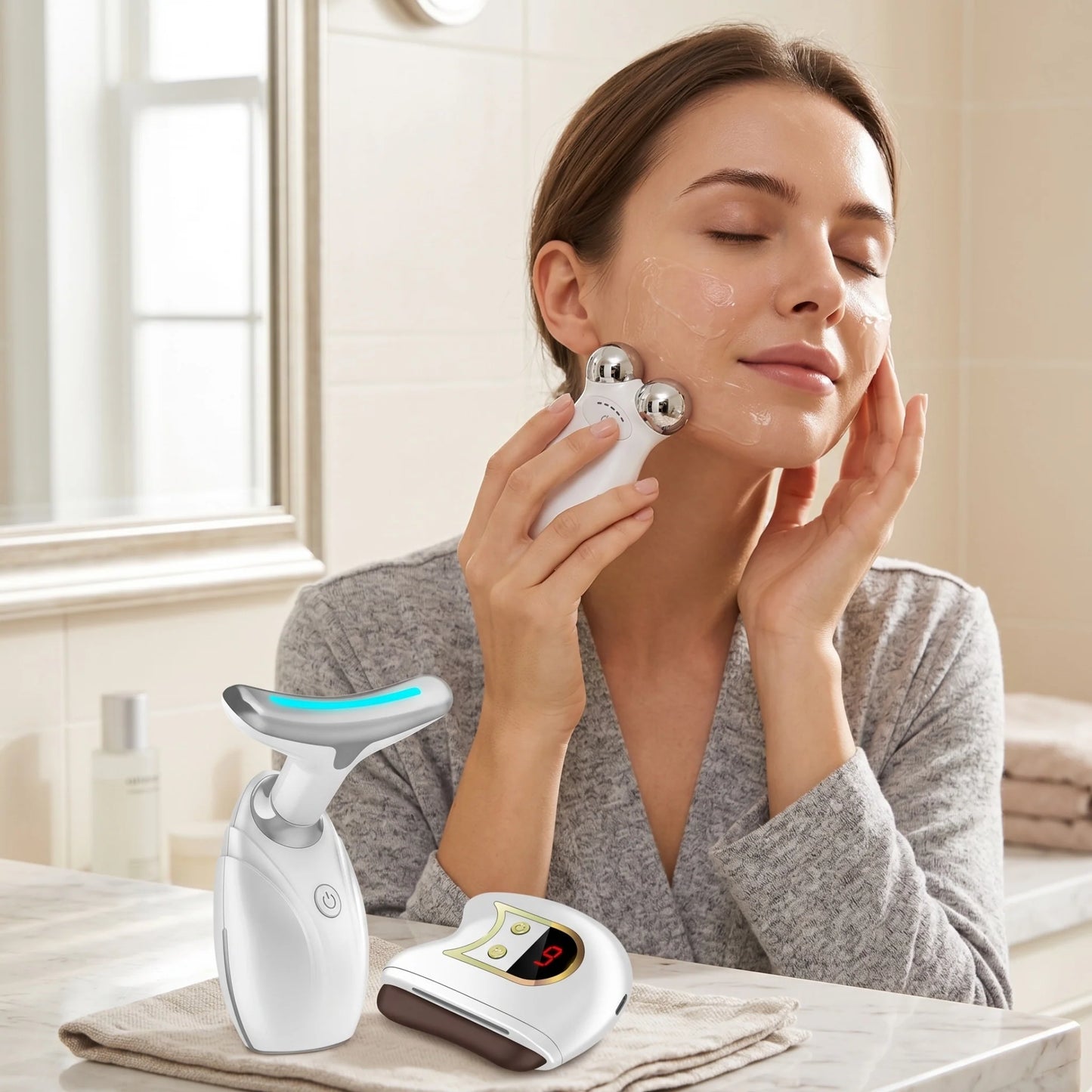Revitalize Your Skin with the Lift, Sculpt & Glow Toolkit - LED Therapy, Gua Sha & Microcurrent Magic for Radiant Beauty
