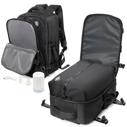 Ultimate Travel Vacuum Backpack with Air Pump - Perfect for Airplanes, Stylish Black Design, Fits 15.6-inch Laptops