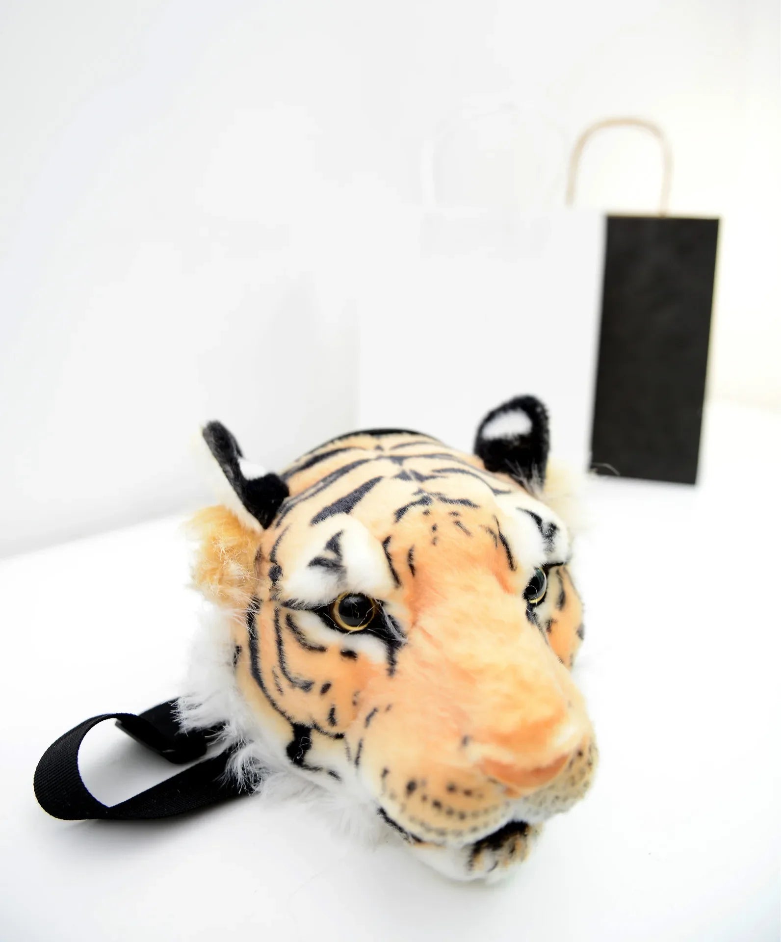 Adorable 3D Animal Design Backpack for Girls - Tiger, Lion, Leopard, and Panda Fur School Bags with Chain Clutch and Crossbody Style