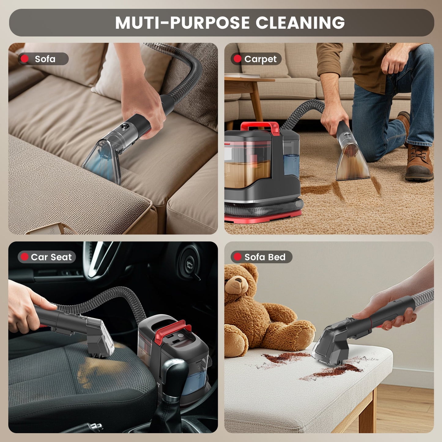 Powerful Portable Carpet Cleaner - Ultimate Upholstery Spot Vacuum for Pet Stains and More