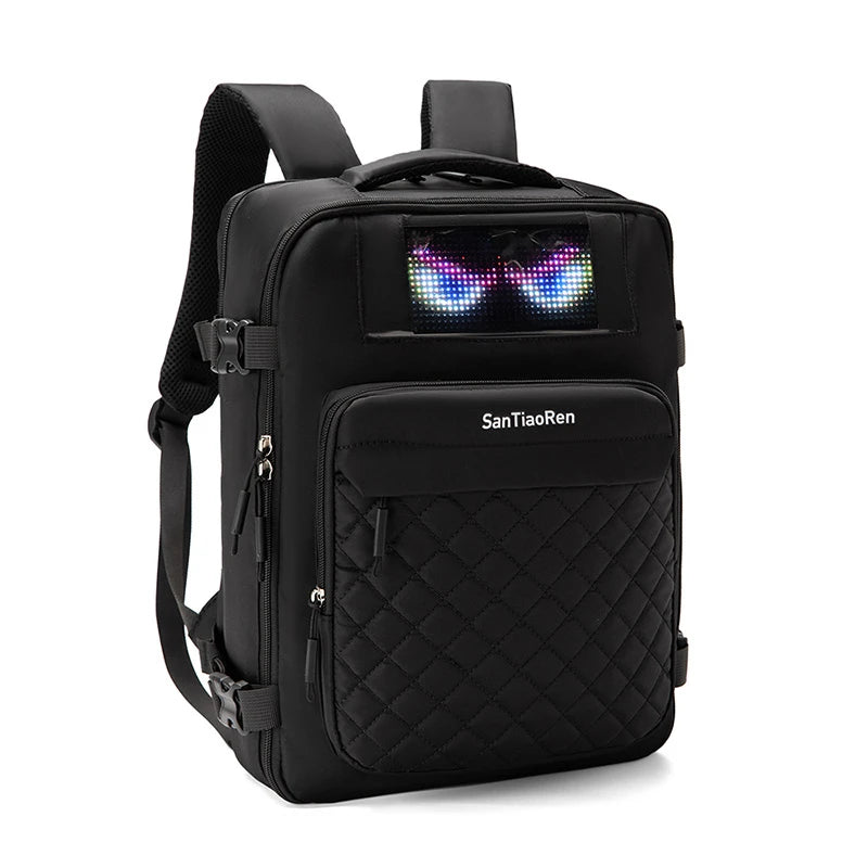 Versatile Fitness & Outdoor Backpack - Large Capacity Laptop Bag with Layered Storage and Light-Up Features