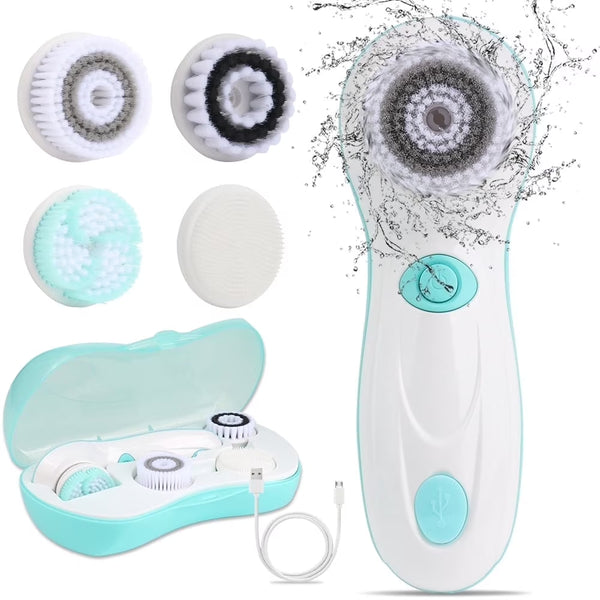 Revitalize Your Skin with Our Electric Facial Cleansing Brush - 4 Brush Heads & 2 Speeds for Ultimate Cleansing