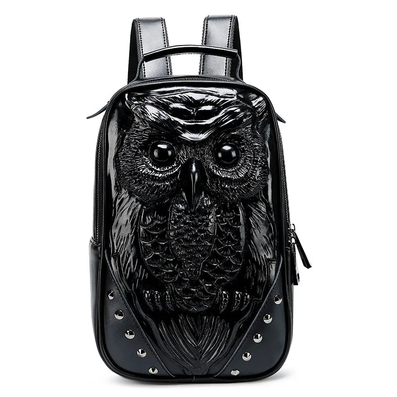 Chic 3D Owl Backpack for Women - Stylish Black Daypack Perfect for Girls