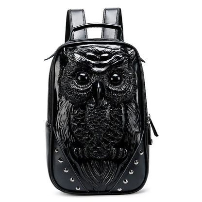 Chic 3D Owl Backpack for Women - Stylish Black Daypack Perfect for Girls