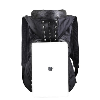 Gothic Steampunk Skull Backpack - Fashion Black School Bag with Rivets and Hip-Hop Style Hat