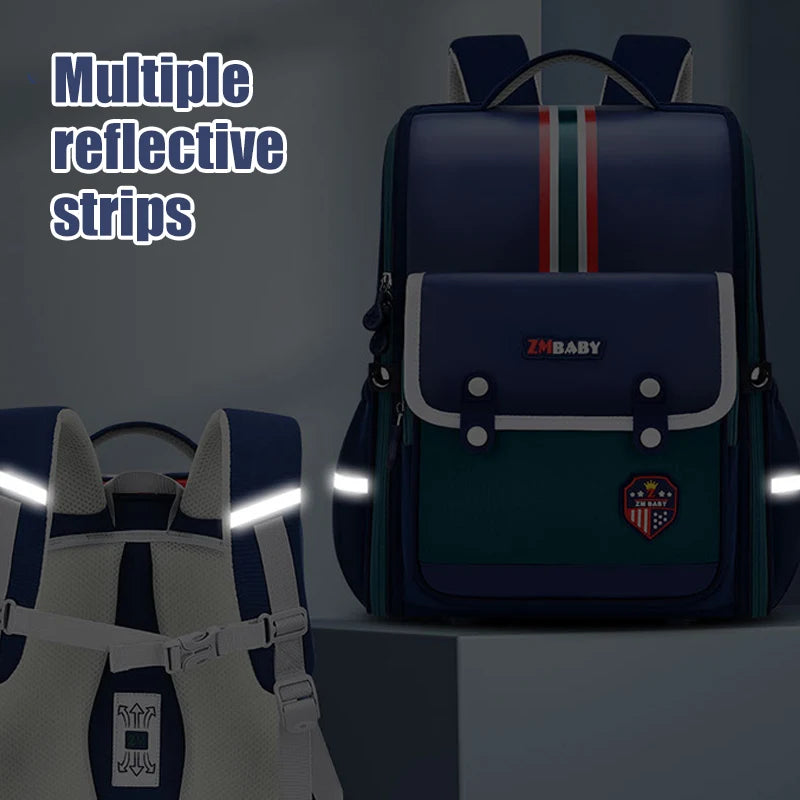 Stylish British-Inspired Lightweight Backpack for Boys and Girls - Perfect for Primary School with Spine Protection Features