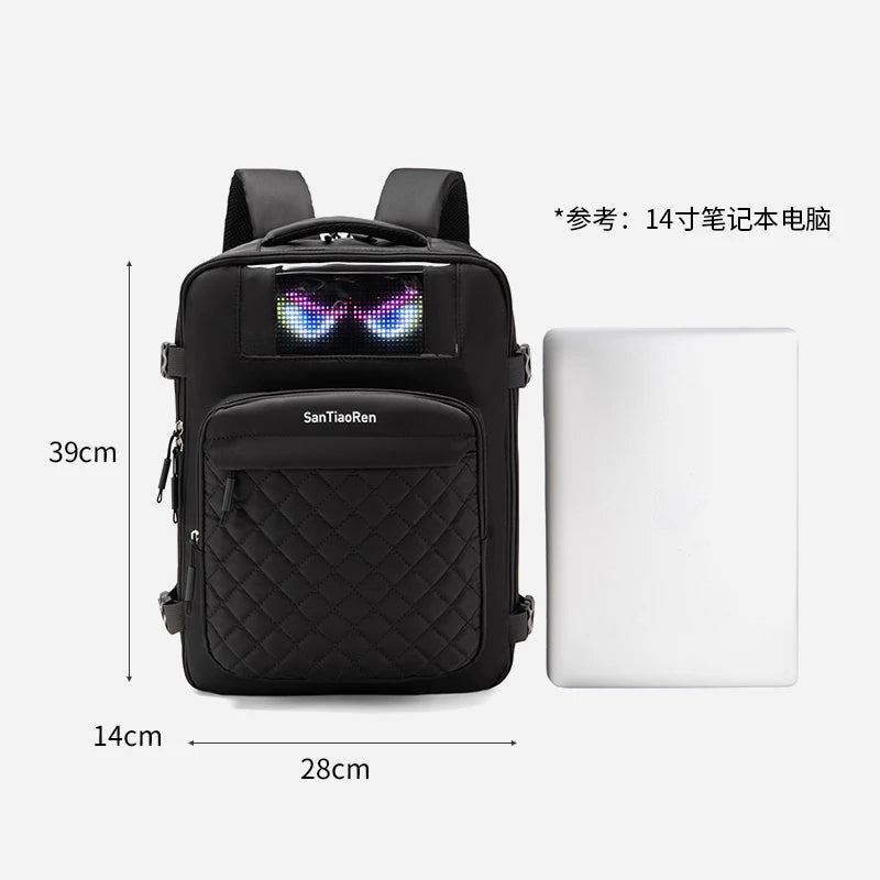 Versatile Fitness & Outdoor Backpack - Large Capacity Laptop Bag with Layered Storage and Light-Up Features