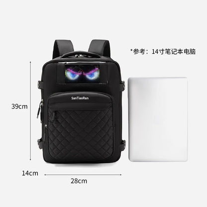 Versatile Fitness & Outdoor Backpack - Large Capacity Laptop Bag with Layered Storage and Light-Up Features
