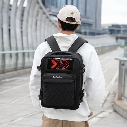 Versatile Fitness & Outdoor Backpack - Large Capacity Laptop Bag with Layered Storage and Light-Up Features