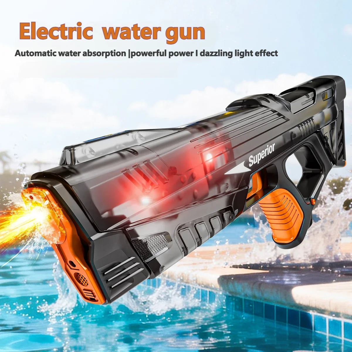 Unleash Summer Fun with the Electric Water Gun - Featuring Light Sprays and Flame Effects for Ultimate Water Battles!