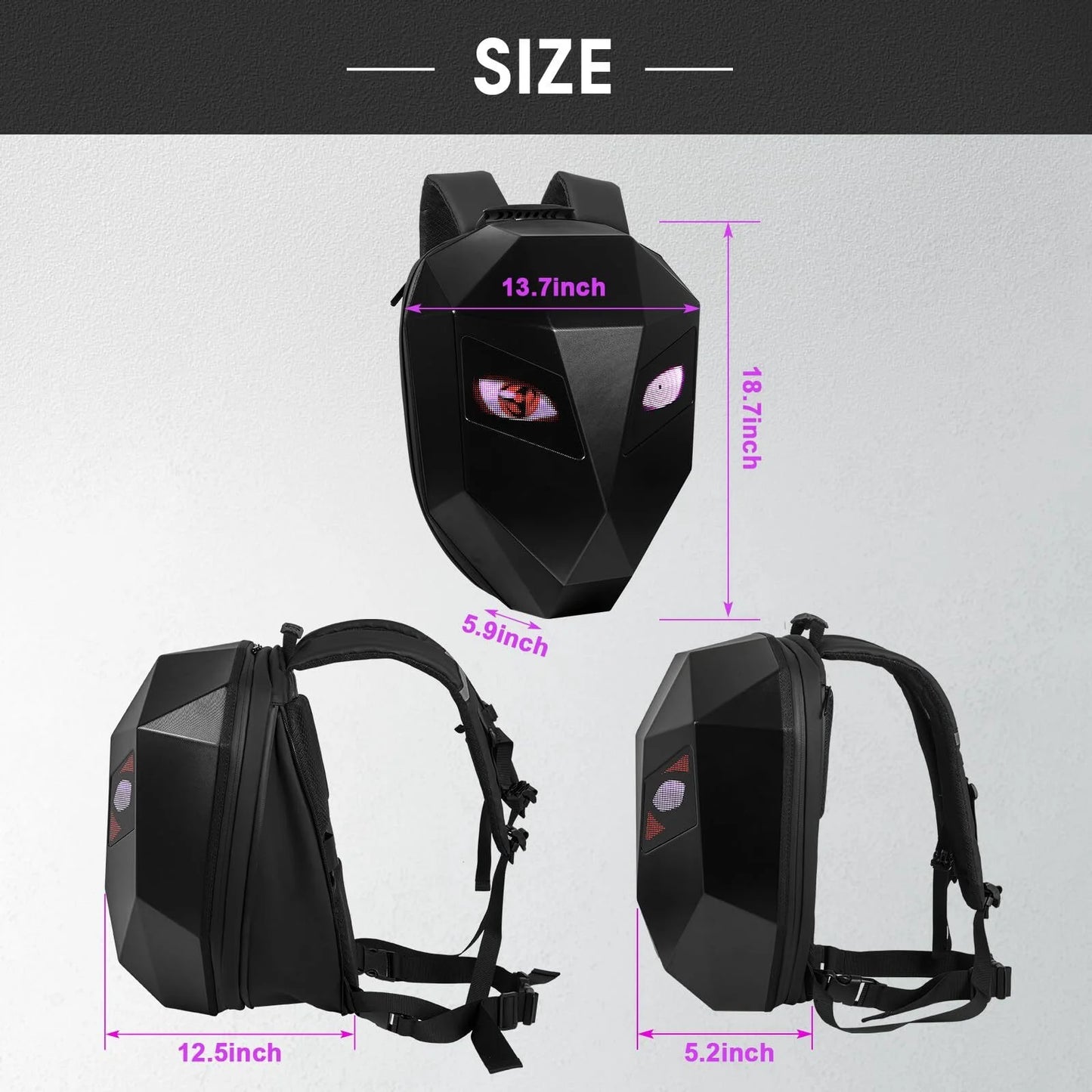 Revolutionary Motorcycle LED Knight Backpack: Customizable Full-Color Screen, Perfect for Travel, Camping, and Cycling