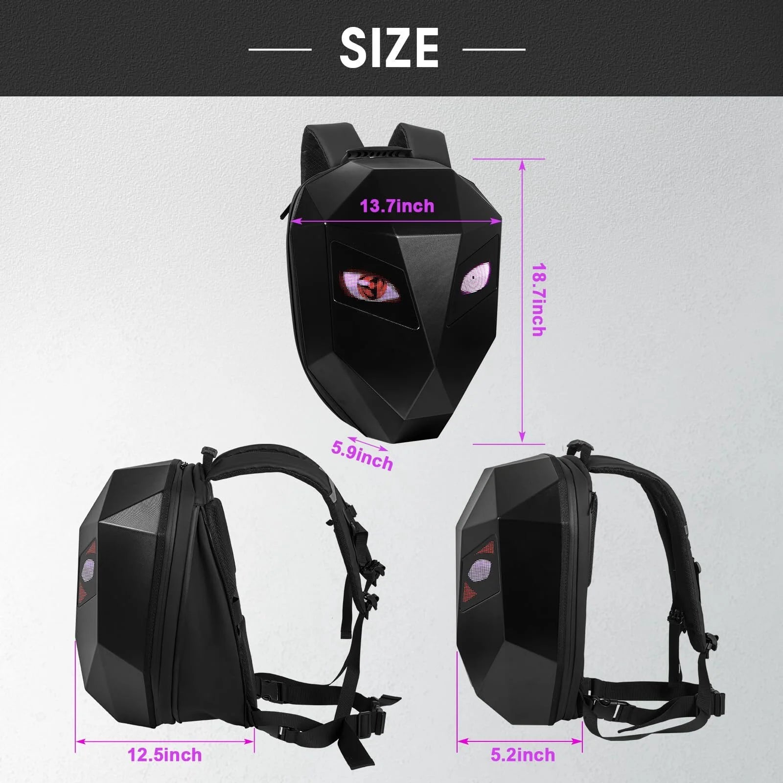 Revolutionary Motorcycle LED Knight Backpack: Customizable Full-Color Screen, Perfect for Travel, Camping, and Cycling