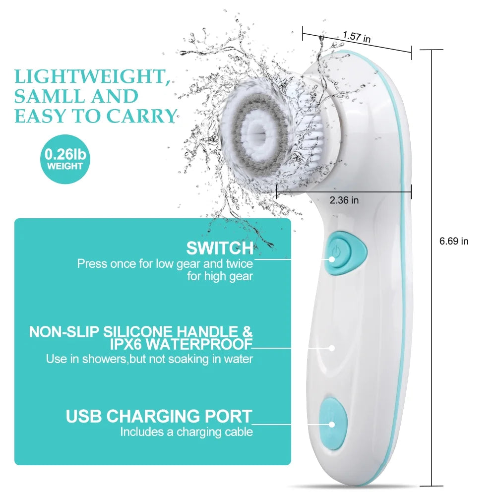 Revitalize Your Skin with Our Electric Facial Cleansing Brush - 4 Brush Heads & 2 Speeds for Ultimate Cleansing