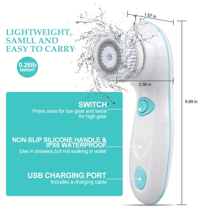 Revitalize Your Skin with Our Electric Facial Cleansing Brush - 4 Brush Heads & 2 Speeds for Ultimate Cleansing