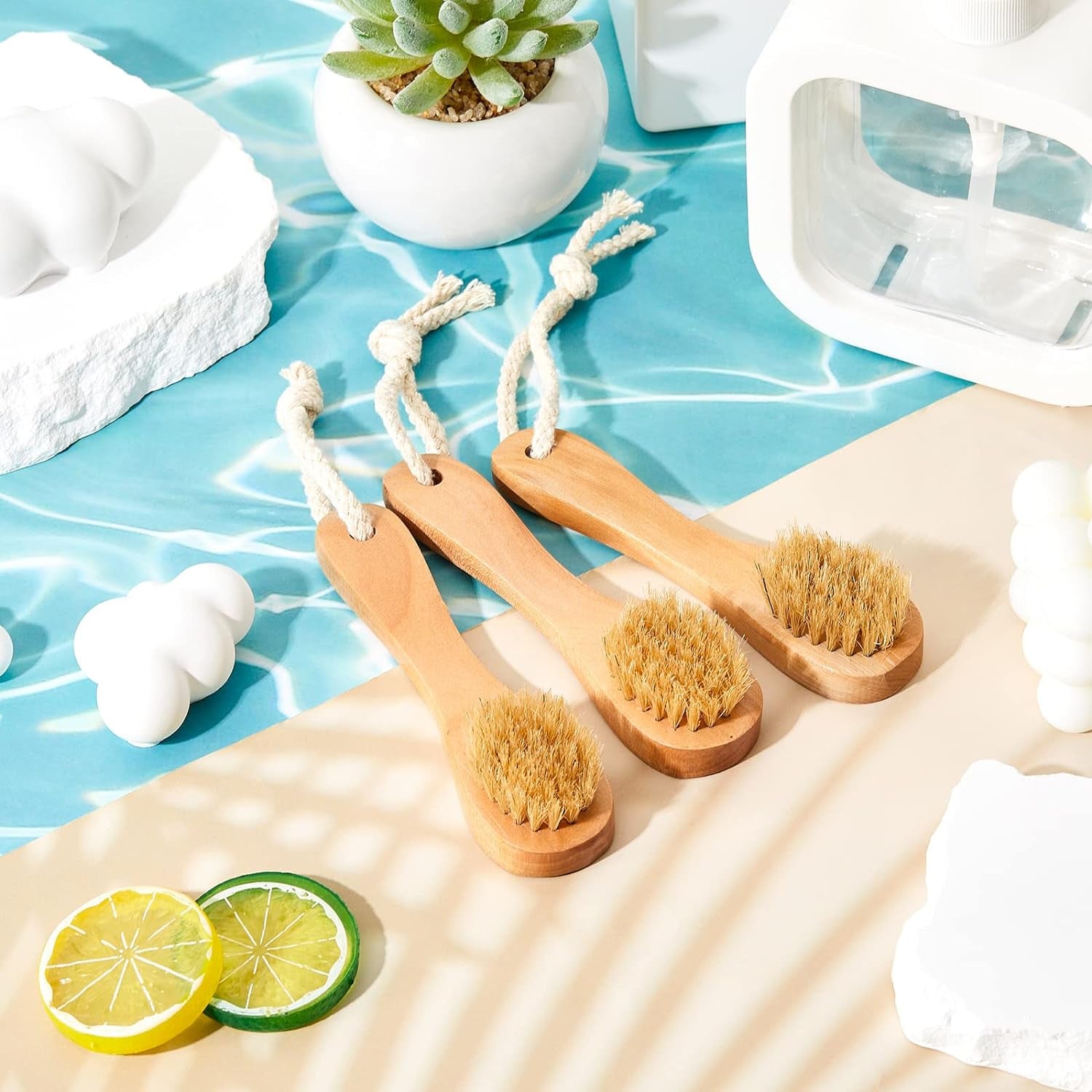 Revitalize Your Skin with 6 Pcs Natural Wooden Face Cleaning Brushes - Exfoliating Facial Scrubber with Comfortable Wood Handle for Deep Pore Cleansing and Refreshing Care