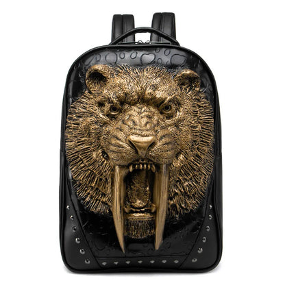 Stylish Panther Head Embossed Punk Rock Backpack for Men and Women - Perfect for Travel, School and Everyday Use