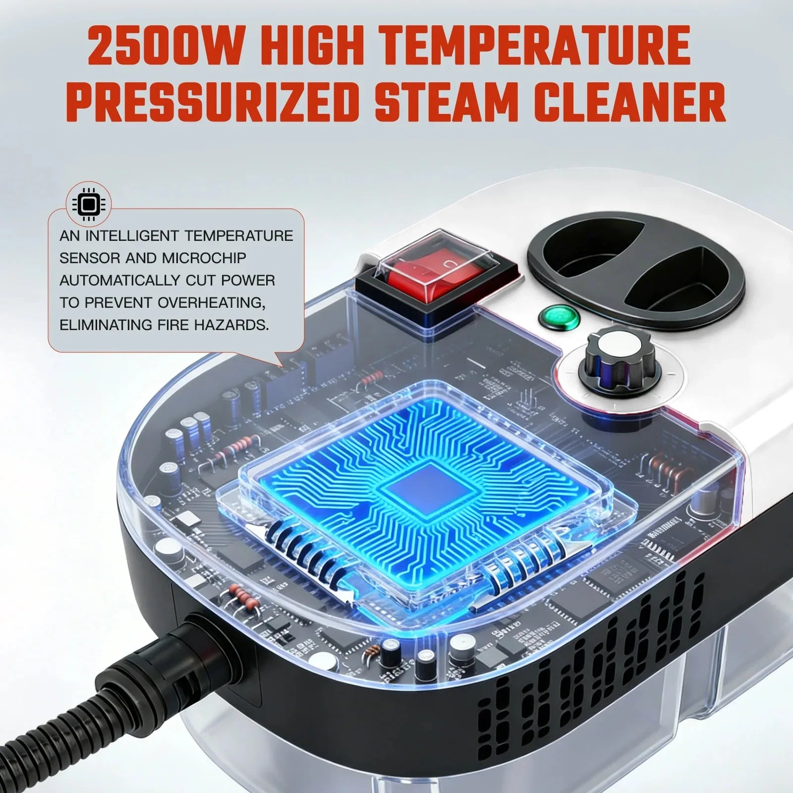 Powerful 2500W High-Temperature Handheld Steam Cleaner - Fast Heating, Multiple Accessories, Perfect for All Surfaces!