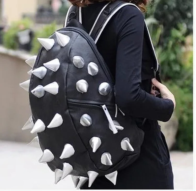 Stylish Unisex Rivet Backpack - High-Quality PU Leather School & Travel Bag with Ample Storage