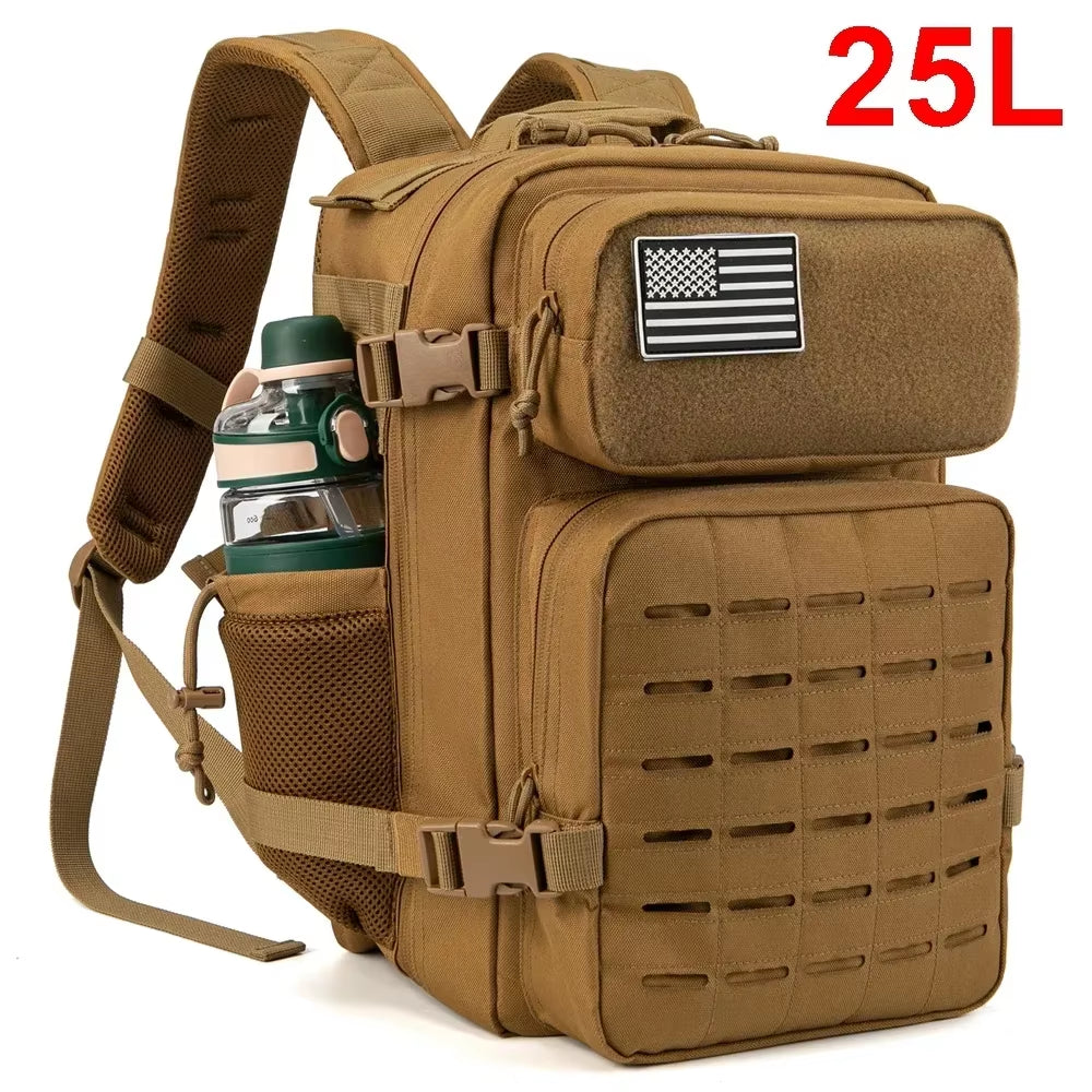 Versatile 25L/45L Tactical Backpacks for Men and Women - Perfect for Outdoor Adventures and School with Convenient Water Bottle Holder