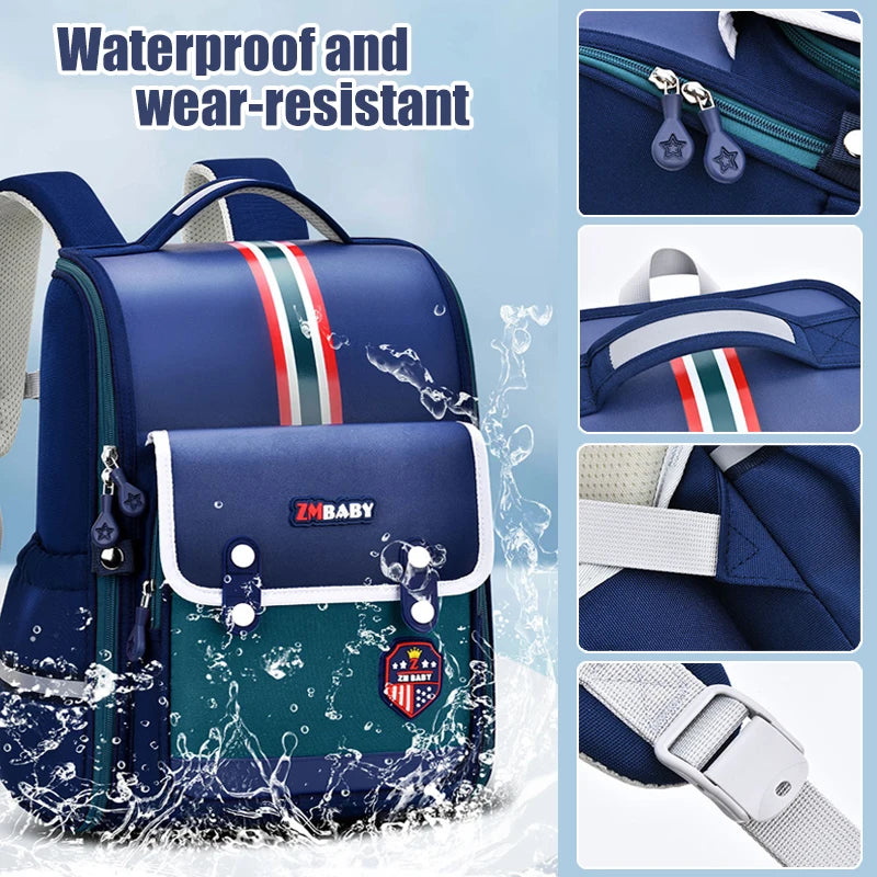 Stylish British-Inspired Lightweight Backpack for Boys and Girls - Perfect for Primary School with Spine Protection Features