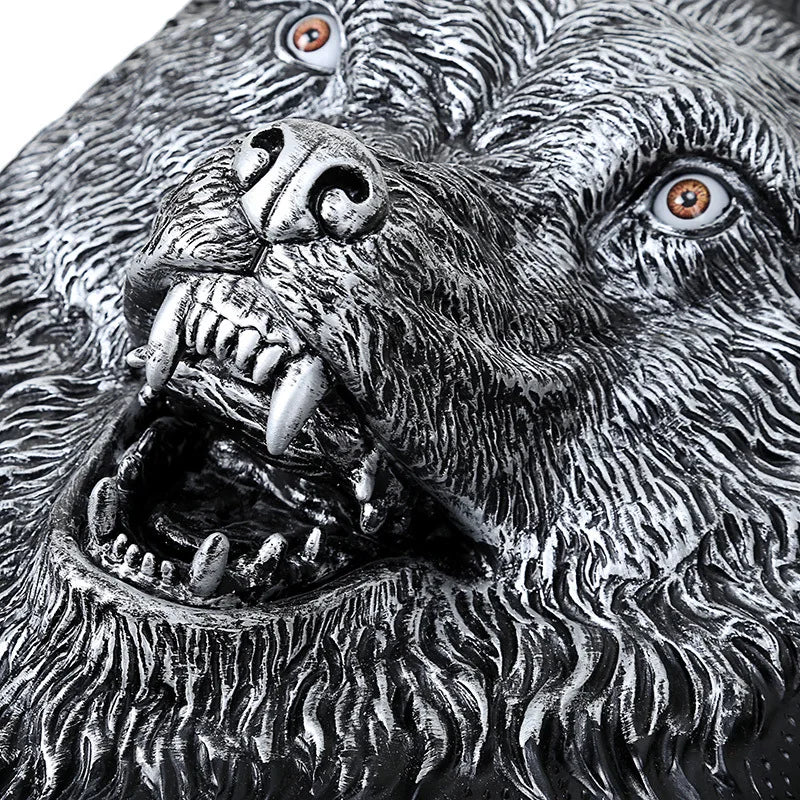 Stylish 3D Wolf Head Backpack - High-Quality PU Leather Rucksack for Teens and Students