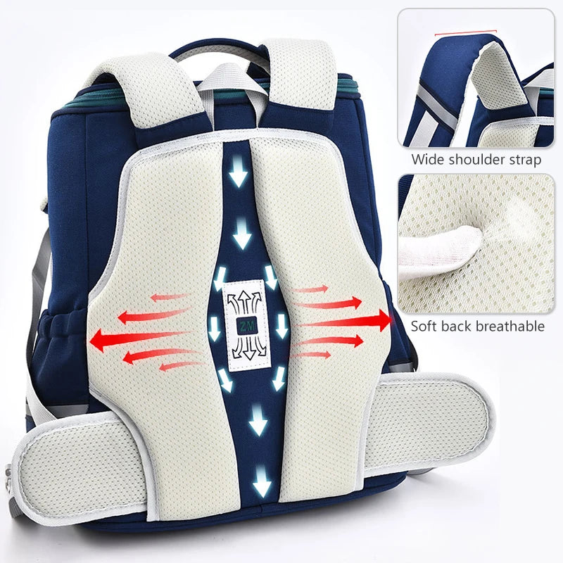 Stylish British-Inspired Lightweight Backpack for Boys and Girls - Perfect for Primary School with Spine Protection Features