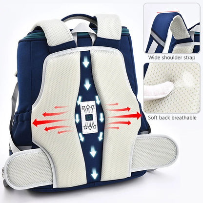 Stylish British-Inspired Lightweight Backpack for Boys and Girls - Perfect for Primary School with Spine Protection Features