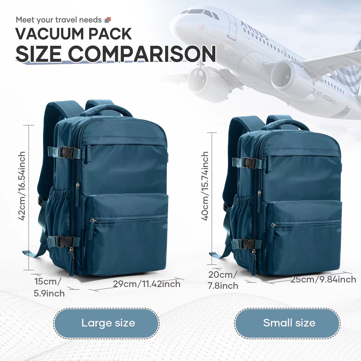Ryanair 40X30X20 Ultra Lightweight Cabin Bag - Versatile Air Vacuum Compression Backpack for Men & Women with Laptop Storage