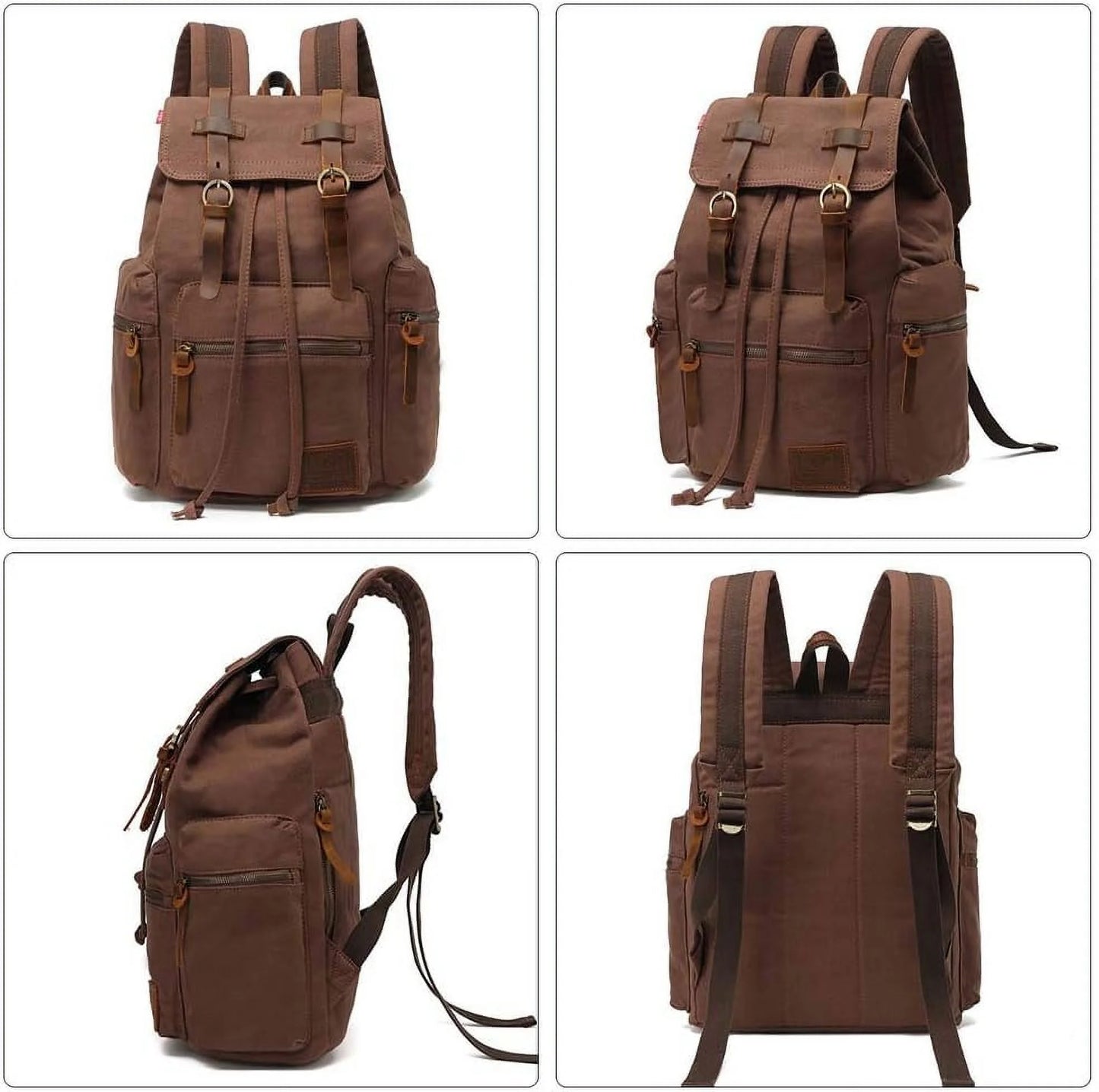 High Capacity Canvas Vintage Backpack 30L - Laptop Compartment, Unisex