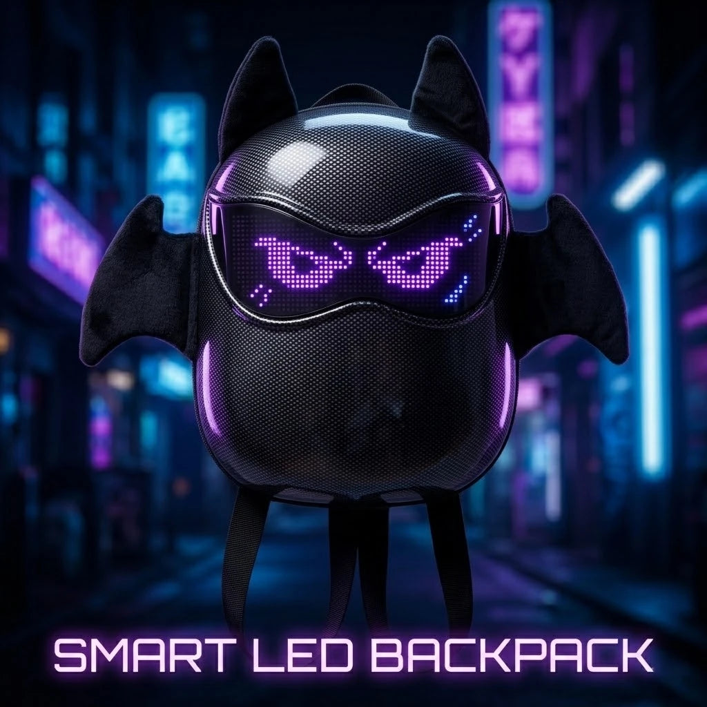 Illuminate Your Adventures with the Bat-Shaped LED Backpack - The Ultimate Glowing School Bag for Night Explorers and Cosplay Enthusiasts