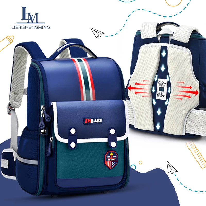 Stylish British-Inspired Lightweight Backpack for Boys and Girls - Perfect for Primary School with Spine Protection Features