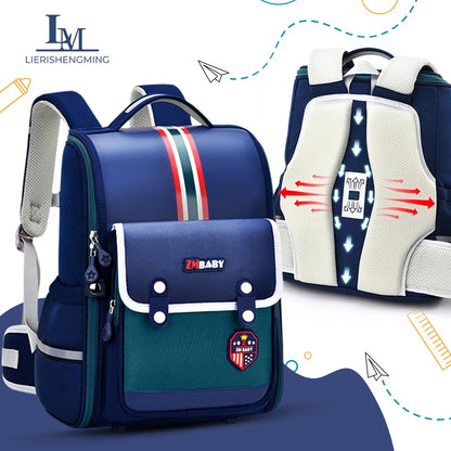 Stylish British-Inspired Lightweight Backpack for Boys and Girls - Perfect for Primary School with Spine Protection Features