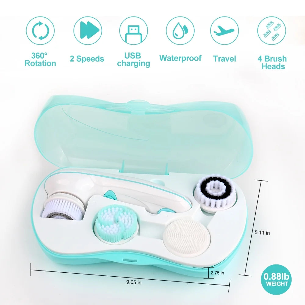 Revitalize Your Skin with Our Electric Facial Cleansing Brush - 4 Brush Heads & 2 Speeds for Ultimate Cleansing