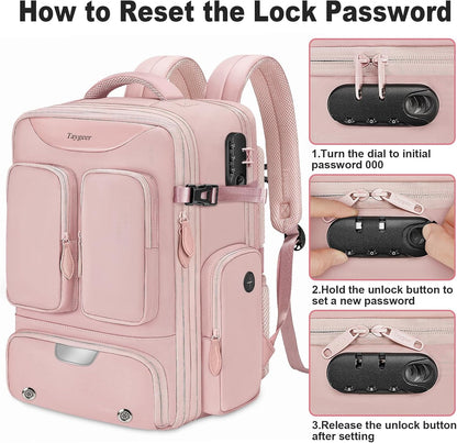 Stylish Pink Vacuum Backpack - Expandable Compression Luggage with Shoe Compartment and Rain Cover for Effortless Travel